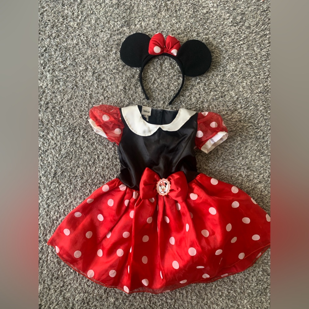 Minnie Mouse Disney Polka Dot Dress Costume with Ears 2T